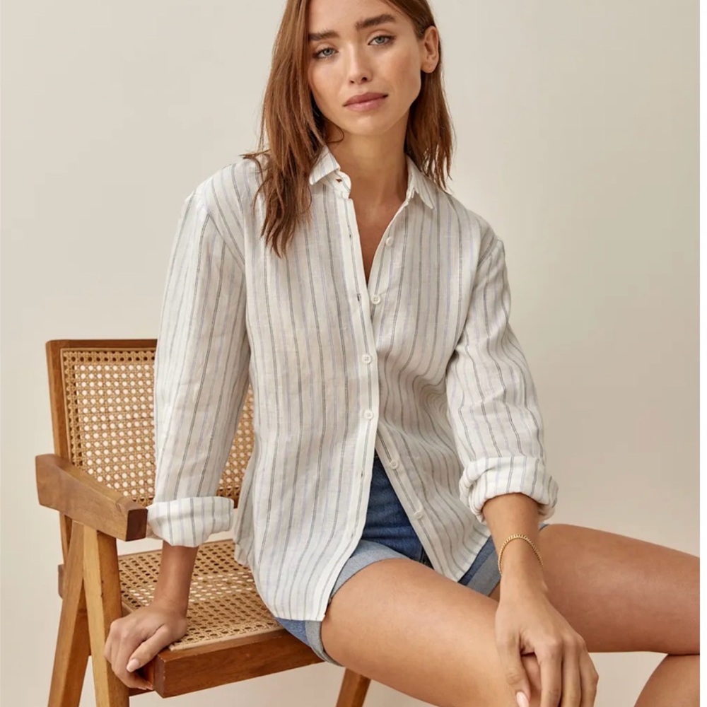 Striped White Button-Up Shirt